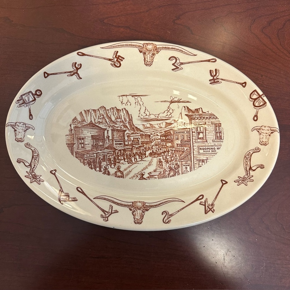 Vintage Western Themed Oval Platter El Rancho by Wallace
